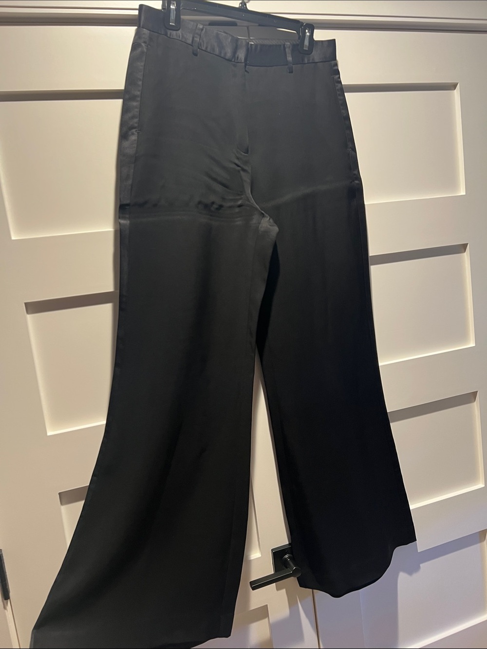 La Ligne Black Wide-Leg Satin Trousers